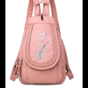 Ella & Elly Pink Butterfly Embroidered Backpack.
